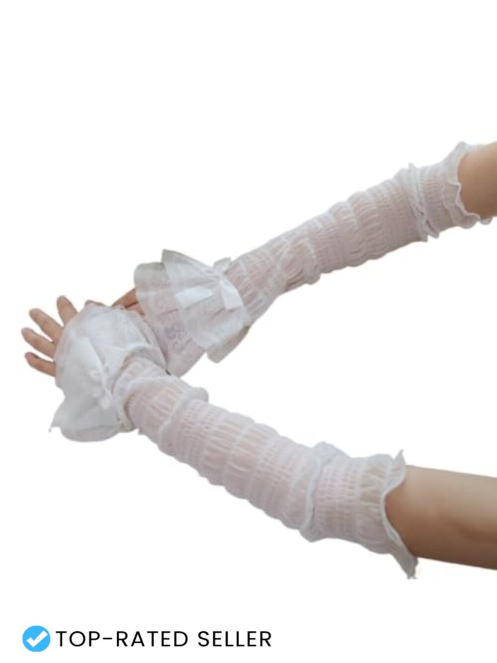Lace Fingerless Gloves Long Arm Sleeves Gothic Lolita Costume Accessory